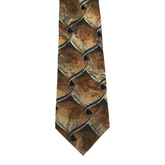 J. Ferrar Mens Necktie 100% Silk Brown Tie - 60" x 4" - Picture 3 of 9